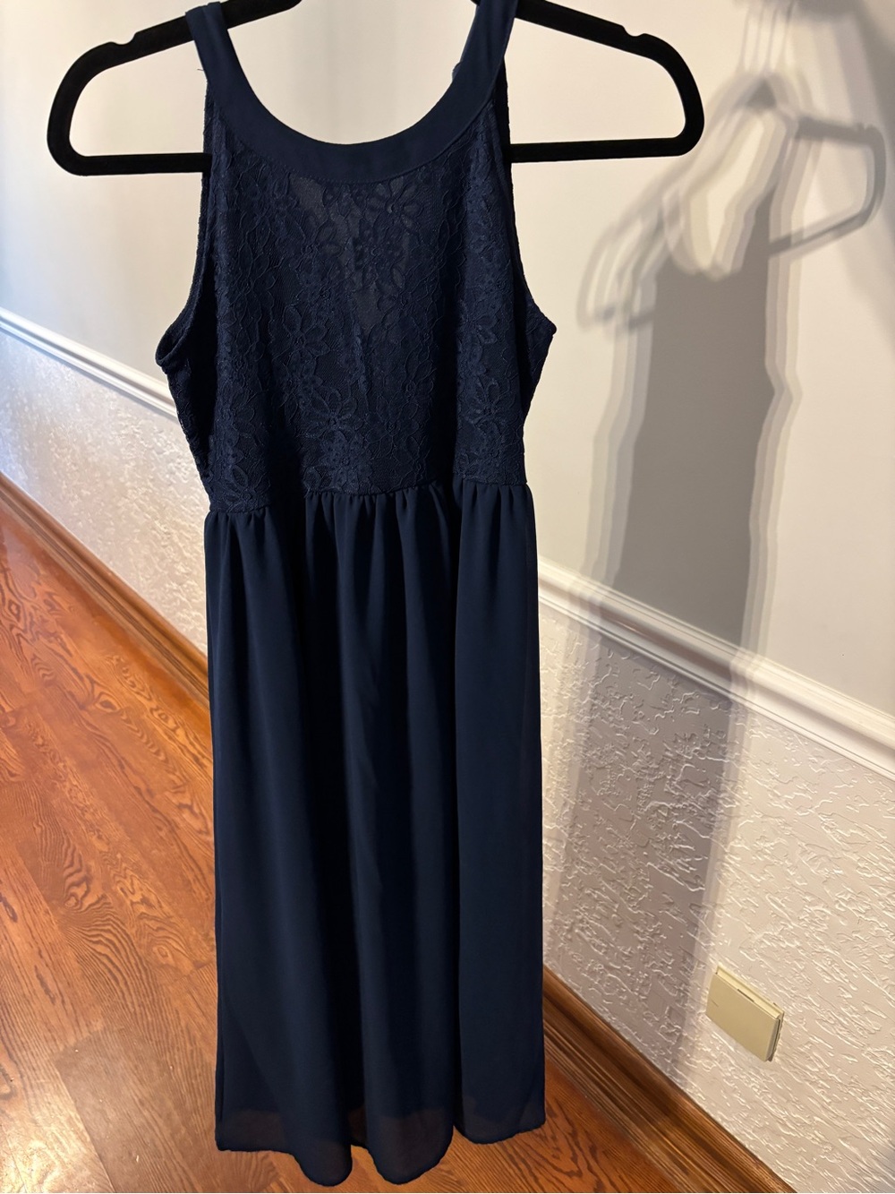 Amazon Girls Navy Blue Lace Bodice Chiffon Dress
